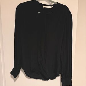 ASTR Black Button Tunic Bow Neck Tie Size M
